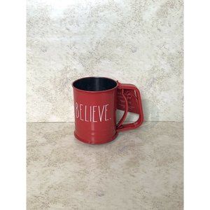 Rae Dunn Red Chirstmas " BELIEVE" Flour Sifter